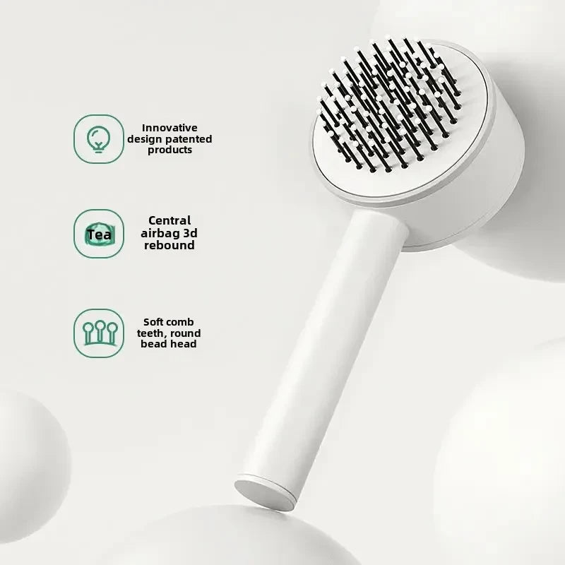 Escova de Cabelo com Botão de Limpeza
